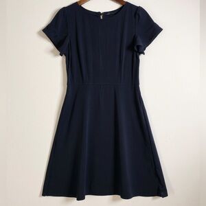 LOFT Black Flutter Sleeve Fit & Flare Dress A-Line Silhouette Size 6